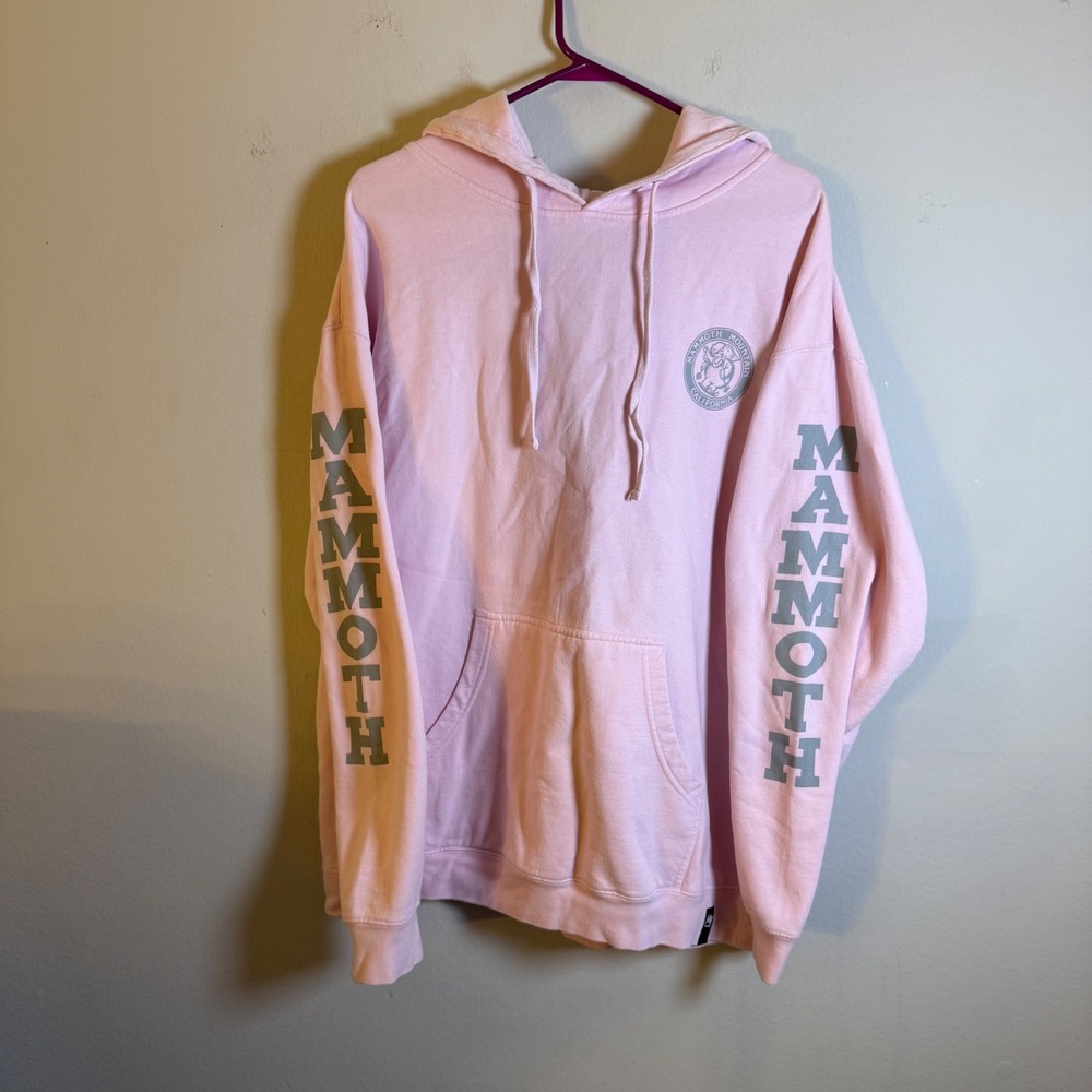 Mammoth Mountain California Pink Graphic Hoodie Mens XL Ski Souvenir Sweatshirt